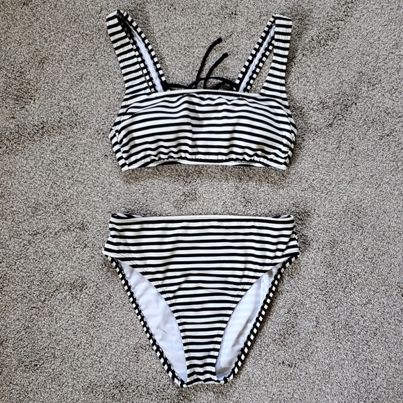 Shade & Shore Other - EUC Shade & Shore Striped High Waist Bikini Set